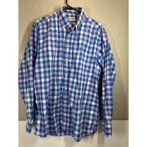 Gitman Bros Shirt Mens Pink Blue Button Down Shirt Check Made In USA‎ Size Large